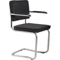 Zuiver Set van 2 eetkamerstoelen Ridge Rib Kink | polyester zwart 60x85x48 cm eetkamerstoelen | NADUVI