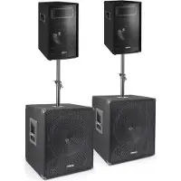 VONYX 1700W Subwoofer set Super Bass 1700 2 Speakers, 2 Subwoofers