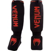 Venum Kontact Shin Guards Scheenbeschermers Zwart Rood - XL