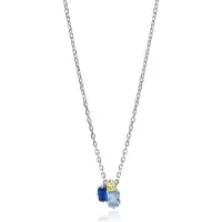 Zinzi zilveren fantasie ketting 45cm bezet met licht groene en blauwe kleurstenen ZIC2496