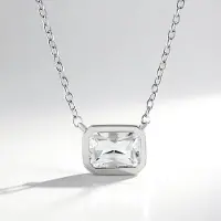 Cavill - Elegante Halsketting 925 Sterling Zilver - Witte Topaas 0,945 ct - Achthoek Radiant 7x5 mm - Dames Sieraad - Luxe Ketting 45,7 cm