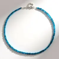 Cavill - Zilveren Halsketting 925 Sterling Zilver met 67 ct Neon Blauwe Apatieten - Elegant Verstelbaar Dames Sieraad