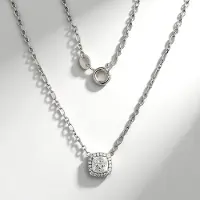 Cavill - Zilveren Halsketting - 925 Sterling Zilver - Witte Topaas 0,499 ct Antiek Kussen & Nigeriaanse Zirkonia's - Elegante 45 cm Ketting