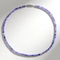 Cavill - 925 Sterling Zilver Halsketting - Ronde 4mm Tanzaniet Kralen - 54,258 ct - Elegante Blauwviolette Kleur - 45 cm - Vrouwelijke Sieraden