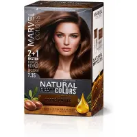 Marvel Natural Colors 7.35 Cocoa Coffee Permanente Haarverf – Warme Koffiebruine Tint – 100% Grijsdekking – Met Argan - en Olijfolie – 2+1 Set