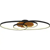 Globo Ovale plafondlamp Tisha I zwart met hout