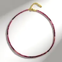 Cavill - Verstelbare Zilveren Halsketting - 925 Sterling Zilver Verguld - Roze Toermalijn 34,8 ct - Elegant Facetparels
