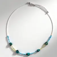 Cavill - Halsketting met Blauwe & Gele Apatiet 26,2 ct - 925 Sterling Zilver & Edelstaal - Verstelbaar Zomers Braziliaans Sieraad