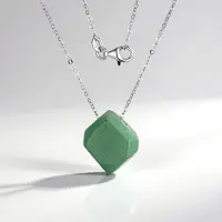 Cavill - Zilveren Halsketting - 925 Sterling Zilver Gerhodineerd - Groene Aventurijn 15,447 ct - Fancy Kraal 15 mm - Geometrisch Design