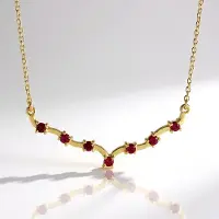 Cavill - Zilveren Halsketting - 925 Sterling Zilver Verguld - 7 Rode Spinellen Tanzania 0,31 ct - Filigraan Collier Verstelbaar