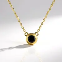 Cavill - Zilveren Halsketting - 925 Sterling Zilver Verguld - 0,253 ct Afrikaanse Zwarte Diamant - Briljant 4 mm - Verstelbaar Minimalistisch Design