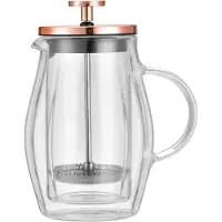 Klausberg Koffie/Tea Piston Maker - Dubbelwandige Glazen Pers - Koperkleur - 0.35L - Glas