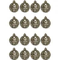 J-Line kerstbal Barok - kunststof - bruin - doos van 16