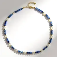 Cavill - Zilveren Halsketting 925 Sterling Zilver Verguld - Maanlichtkwarts 0.22 ct - Nepal Kyaniet 0.71 ct - Gouden Hematiet Kralen