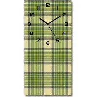 Tulup Wandklok - Groen raster Wandklok Glas Decoratie - 30x60 cm - Groente Gekleurde Glazen Klok - Zwarte handen - Rechthoekige Klok - Klok Glas Met Opdruk - Moderne Wandklok Glas