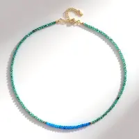 Cavill - Verstelbare Zilveren Halsketting - 925 Verguld Zilver - Neon Blauwe Apatiet 5,878 ct & Turkoois 19,751 ct - Elegant Dames Sieraad
