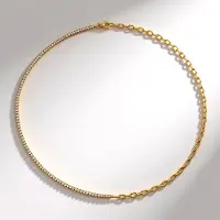 Cavill - Zilveren Halsketting 925 Sterling Zilver - 103 Nigeriaanse Zirkonen 3,72 ct - 18K Goud Verguld - Elegant en Modieus - 50 cm