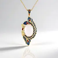 Cavill - Zilveren Halsketting - 925 Sterling Zilver Verguld - 6,3 Karaat Ovale Rozenkwarts - Elegante & Tijdloze Ketting