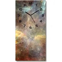 Tulup Wandklok - Kosmos Klok Glas Met Opdruk - 30x60 cm - Veelkleurig Moderne Wandklok Glas - Zwarte handen - Rechthoekige Klok - Decoratieve Glazen Klok - Glazen Wandklok Design