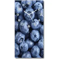 Tulup Wandklok - Bosbessen Glazen Klok Met Print - 30x60 cm - Blauw Wandklok Glas Met Motief - Witte handen - Rechthoekige Klok - Wandklok Glas Decoratie - Gekleurde Glazen Klok