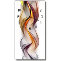 Tulup Wandklok - Abstractie Gekleurde Glazen Klok - 30x60 cm - Veelkleurig Glazen Klok Met Print - Zwarte Handen - Rechthoekige Wandklok - Moderne Wandklok Glas - Wandklok Glas Decoratie