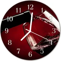 Tulup Wandklok - Wijnglas Gekleurde Glazen Klok - 30fi cm - Rood Glazen Klok Met Print - Witte Handen - Ronde Wandklok - Wandklok Glas Decoratie - Gekleurde Glazen Klok