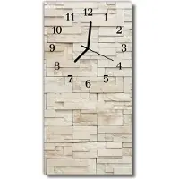 Tulup Wandklok - Stenen muur Decoratieve Glazen Klok - 30x60 cm - Bruin Glazen Wandklok Design - Zwarte Handen - Rechthoekige Wandklok - Wandklok Glas Decoratie - Gekleurde Glazen Klok