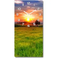Tulup Wandklok - Zonsondergang Decoratieve Glazen Klok - 30x60 cm - Groente Glazen Wandklok Design - Witte handen - Rechthoekige Klok - Glazen Klok Met Print - Wandklok Glas Met Motief