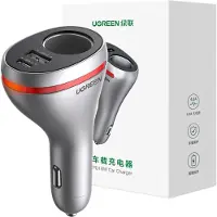 UGREEN CD204 met Sigarettenaansteker Uitbreidingspoort, USB, USB-C, 84W (Grijs), Auto-adapter, Grijs