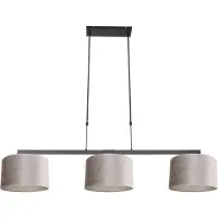 Steinhauer Zwarte hanglamp Stang met taupe velours kappen