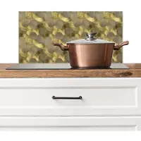 KitchenYeah Spatscherm keuken 60x30 cm - Kookplaat achterwand Modern - Geometrisch - Goud - Muurbeschermer - Spatwand fornuis - Hoogwaardig aluminium