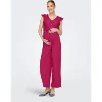ONLY zwangerschaps jumpsuit broderie fuchsia Roze Dames Polyester V-hals - maat M