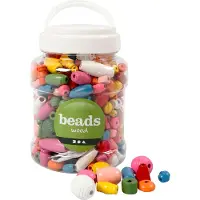 Creativ Company Houten Kralen, 5-28 mm, 2,5-3 mm, China Berry, Diverse Kleuren, 400 ml, 1 Emmer