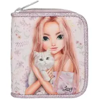 Depesche TOPModel portemonnee, paars, BLOOMING KITTY, met glitter en bloemen
