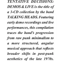 Cd Talking Heads - Tentative Decisions Demos & Live