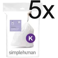 Simplehuman Vuilniszakken met trekband 35-45 liter | code K | 5 x 20 stuks