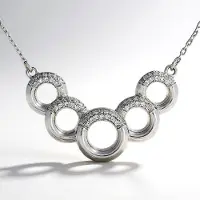 Cavill - Zilveren Halsketting - 925 Sterling Zilver met 64 Cambodjaanse Zirkoon Pavézetting, 0,489 ct, Modern Elegant Dames Sieraad, 46 cm