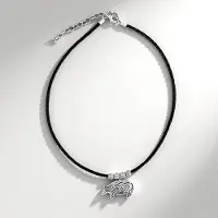Cavill - Halsketting van Zwart Leer met 925 Sterling Zilveren Everzwijn Hanger - Verstelbare Boho Ketting - Desert Chic Stijl - Stoer & Rustiek