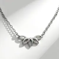 Cavill - 925 Sterling Zilver Zilveren Halsketting - Elegante Minimalistische Choker - Bladhanger 7x14 mm - Hoogglans - 42 cm
