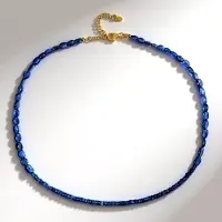 Cavill - Zilveren Halsketting - 925 Sterling Zilver Verguld - 61,55 ct Facet Geslepen Nepal Kyaniet - Verstelbaar Elegant Blauw - Luxe Ketting