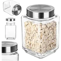 Kadax Voorraadpot, glazen container met deksel van kunststof, voedselcontainer van glas, voorraaddoos voor pasta, spaghetti, specerijen, weckpot, transparant, luchtdicht (700 ml, wit)
