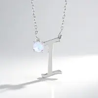 Cavill - Zilveren Halsketting - 925 Sterling Zilver Geplatineerd - Regenboog Maansteen 0,402 ct Rond - Minimalistisch Elegant Design Verstelbaar