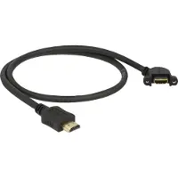 DeLOCK 85467 HDMI-kabel HDMI Aansluitkabel HDMI-A-stekker, HDMI-A-bus 0.5 m Zwart Vergulde steekcontacten