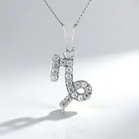 Cavill - 925 Sterling Zilver Halsketting - 0.373 ct Cambodjaanse Zirkonen Rond - Verstelbare 45.7 cm - Capricorn Stijl