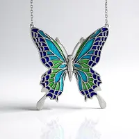 Cavill - 925 Sterling Zilveren Halsketting met Verstelbare Vlinderhanger - Blauwe & Turquoise Geometrische Accenten - Elegante Sieraad voor Vrouwen