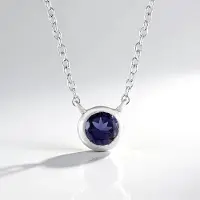 Cavill - Zilveren Halsketting - 925 Sterling Zilver Gerhodineerd - Ronde Ioliet 0 405 ct - Verstelbaar 45 5-50 5 cm - Elegant Blauw Edelsieraad
