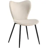 CLP Maika Eetkamerstoel - klassiek - keukenstoel - met rugleuning en zwart metalen frame - maximaal 150 kg - Stof/creme