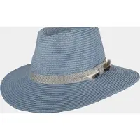 Hatland DiMarco - Stijlvolle toyo hoed - Leisteen blauw - Assorti - S