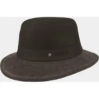 Hatland Dax - Katoenen wax hoed met corduroy rand - Bruin - Assorti - M