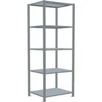 Schulte Lagertechnik MultiPlus250 rekkensysteem zonder schroeven, basisrek, 5 legborden, dwarsverbindingen, B 750 x D 600 x H 2000 mm, zilvergrijs/verzinkt